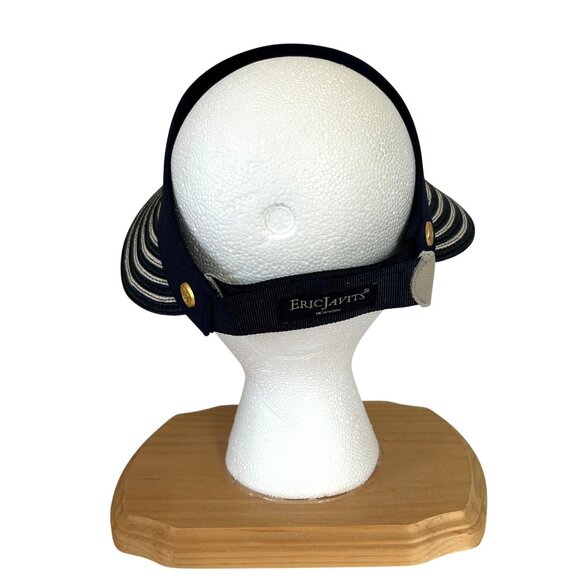 Eric Javits Women's Blue White Striped UPF50+ Champ Visor Sun Hat - Picture 7 of 8